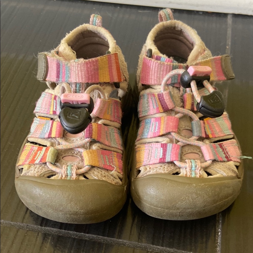 Keen Pink and Tan Sandals with Multiple Straps